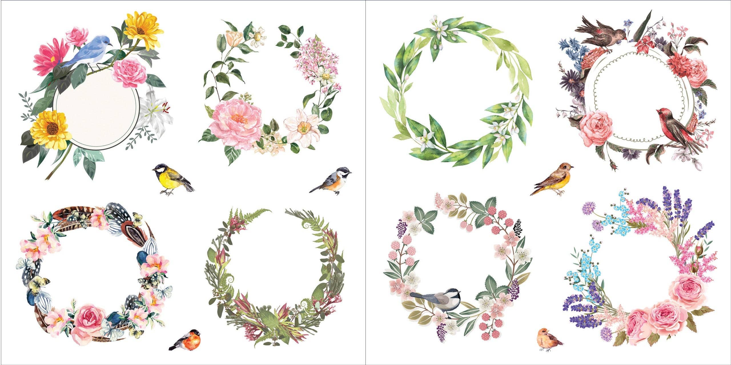 8 floral wreaths