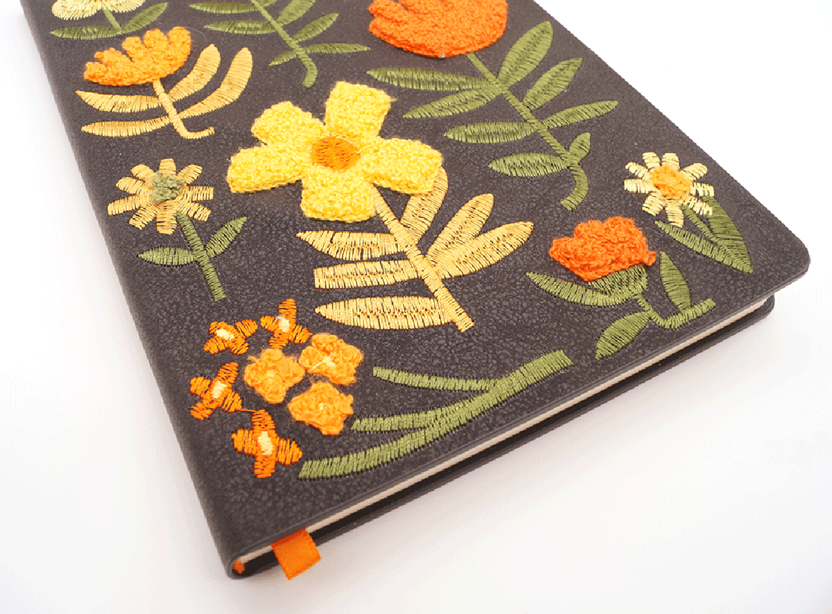 Chunky Flowers Embroidered Journal Notebook - Artemis Paper Company