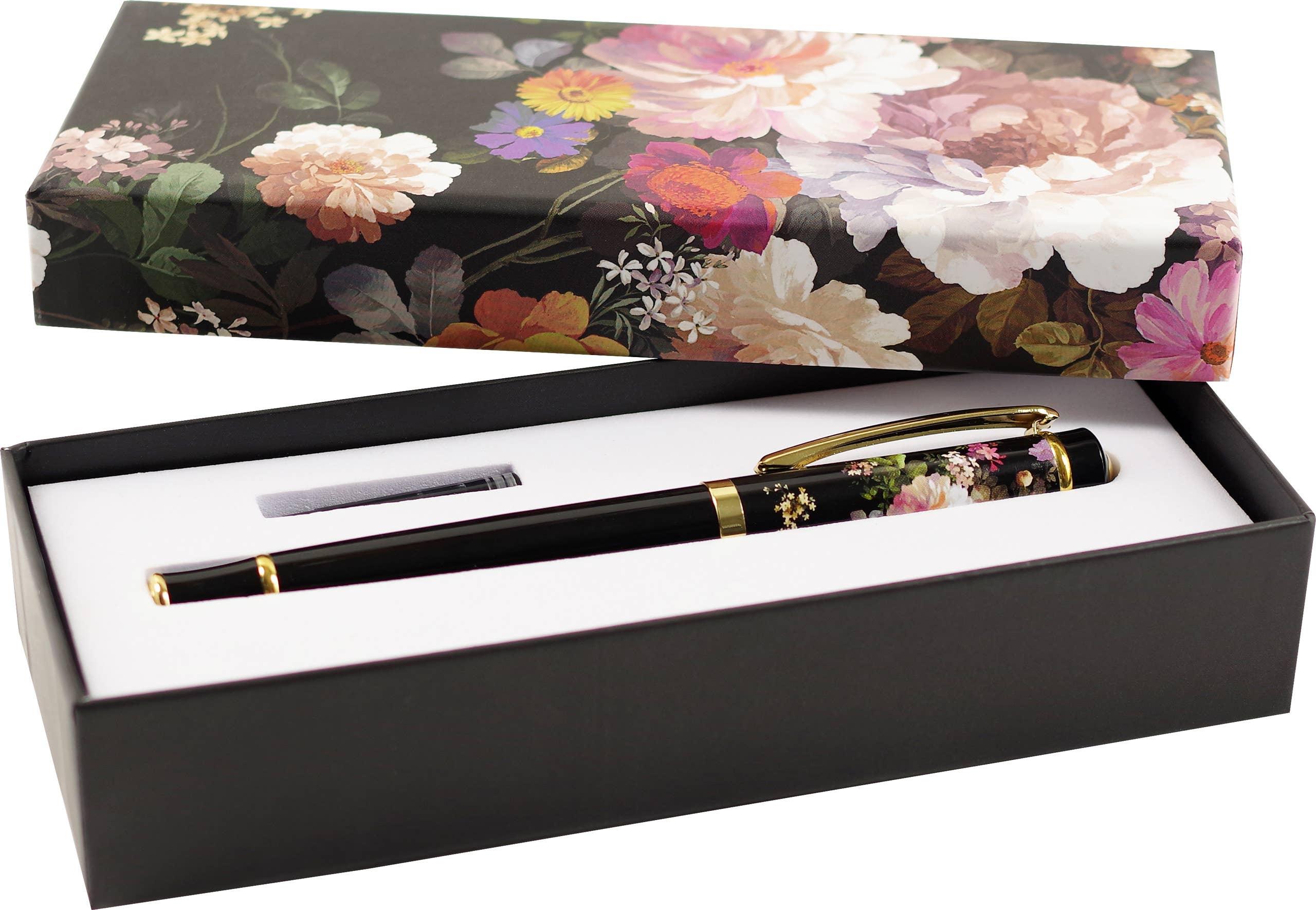Midnight Floral Fountain Pen with Gift Box - Artemis Paper Company