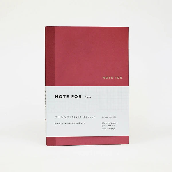 Grid Notebook A5 Wine Red for Bullet Journaling & Writing