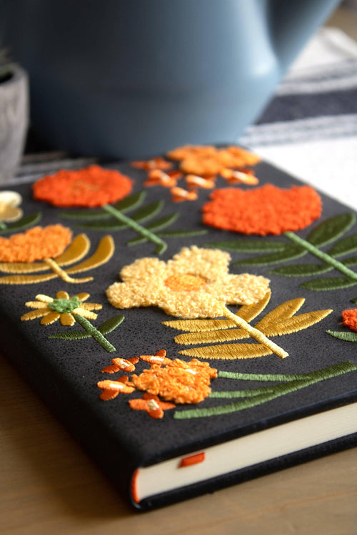 Chunky Flowers Embroidered Journal Notebook - Artemis Paper Company